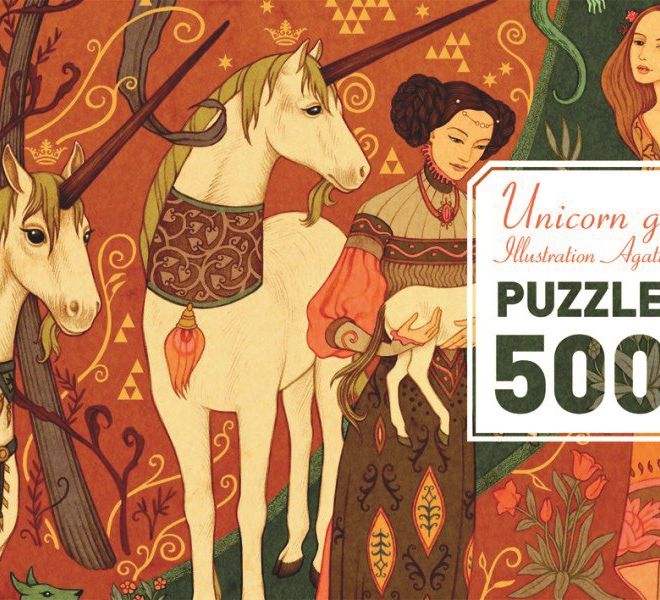 DJECO Panoramatické puzzle Zahrada jednorožců 500 dílků
