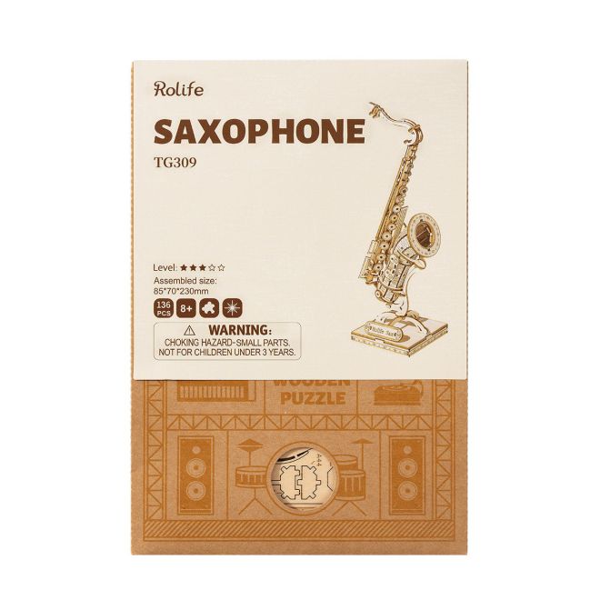 Saxofon - 3D dřevěná stavebnice