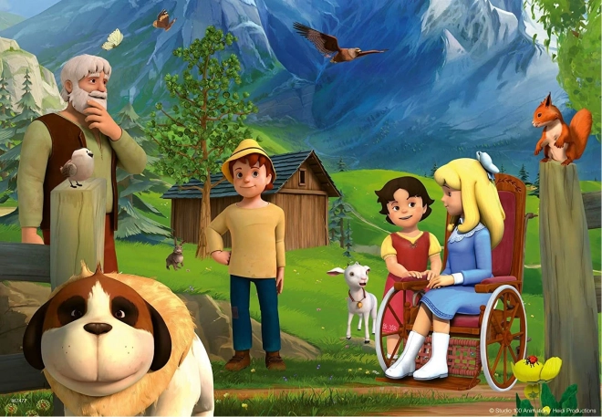 RAVENSBURGER Puzzle Heidi: Společný čas na horách 2x12 dílků