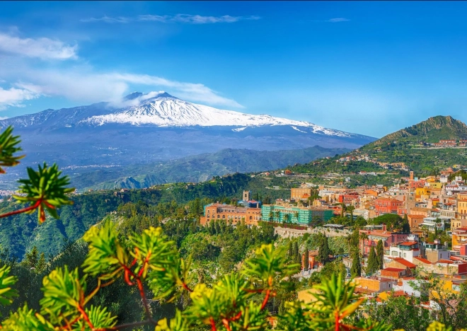 Puzzle Etna a Taormina, Sicílie 1000 dílků