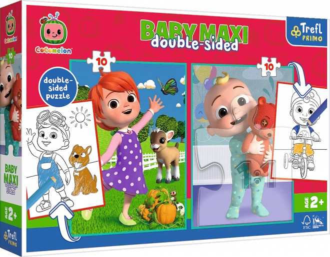 TREFL Oboustranné puzzle Cocomelon: Přátelé BABY MAXI 2x10 dílků