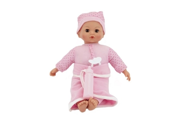 Miminko měkké tělo 30cm s doplňky na baterie se zvukem v krabici 18m+