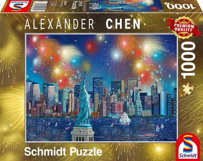 Puzzle Socha svobody s ohňostrojem