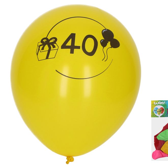 Balónek nafukovací s číslem 40 30 cm - 5 kusů