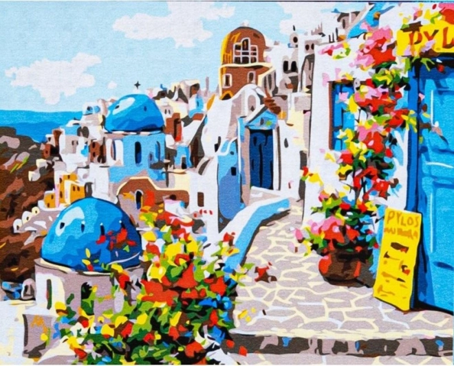 ASTRA Malování podle čísel: Kouzelné Santorini, plátno na rámu 50x40 cm