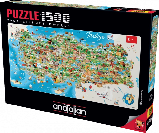 ANATOLIAN Panoramatické puzzle Mapa Turecka 1500 dílků