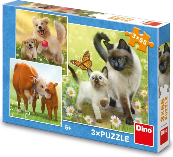 Puzzle Dino Rodinka 3x55 dílků
