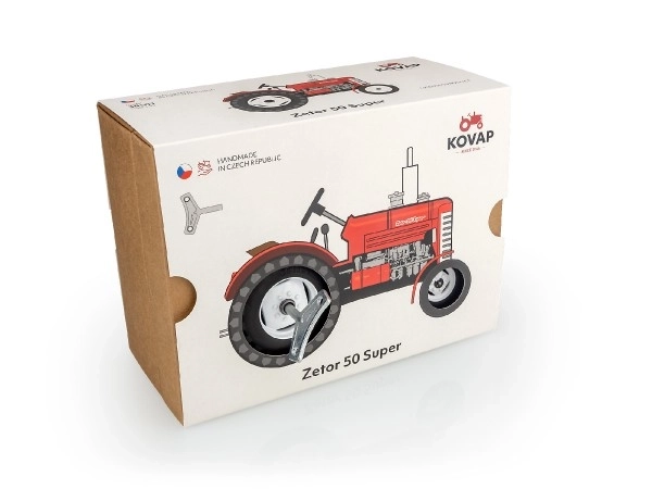 Traktor Zetor 50 Super červený na klíček kov 15cm 1:25 v krabičce Kovap