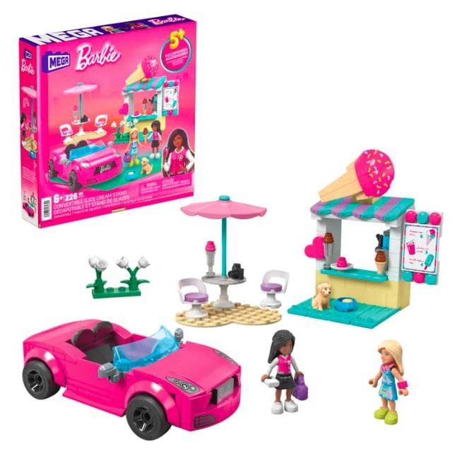 Stavebnice Mega Barbie Kabriolet a stánek se zmrzlinou