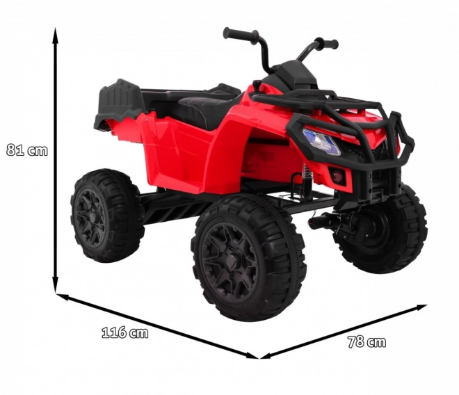 Čtyřkolka XL na baterie ATV pro děti Červená + pohon 4x4 + nosič zavazadel + pomalý start + EVA + LED audio