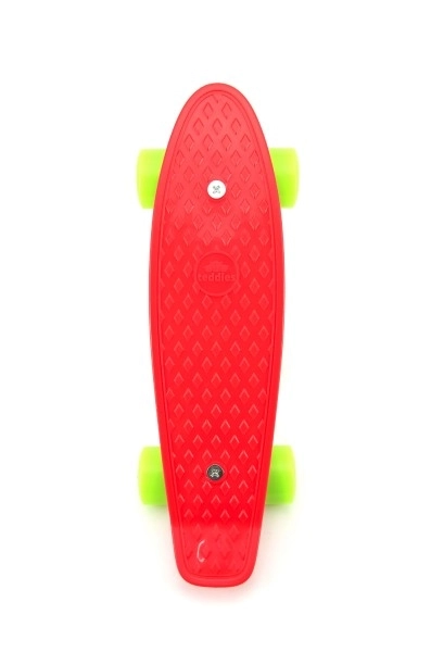 Skateboard - pennyboard 43cm, nosnost 60kg plastové osy – Červený, zelená kola