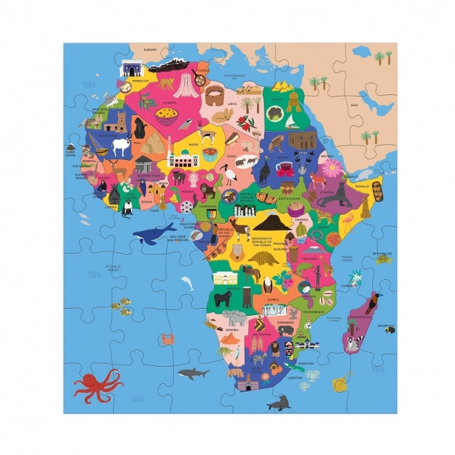 Mudpuppy Zeměpisné puzzle Mapa Afriky 70 dílků