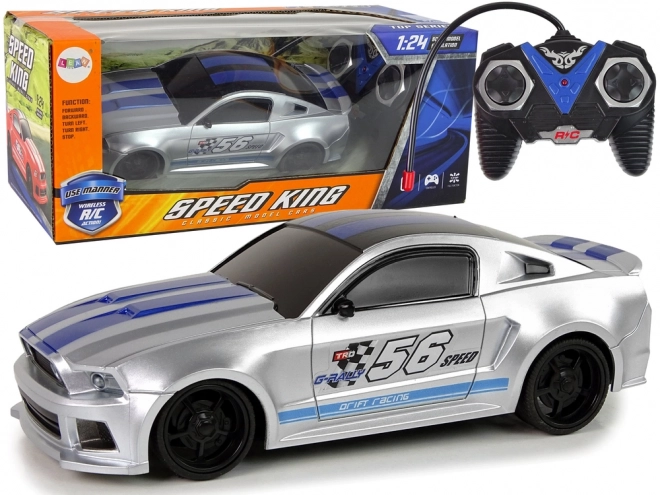 R/C stříbrné sportovní rychlé auto Speed King 1:24