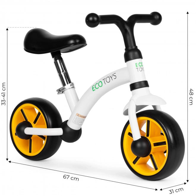 Odrážedlo pro děti s EVA kolečky, nastavitelným sedadlem, černé od ECOTOYS