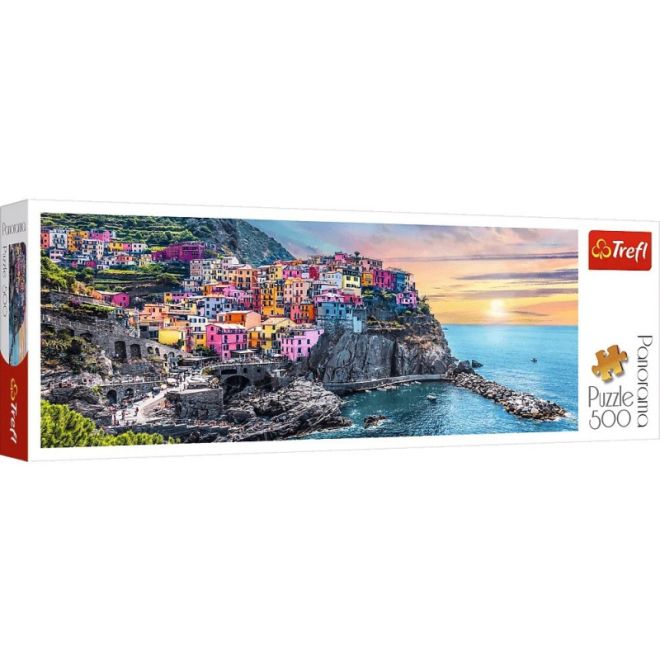 Puzzle 500 prvků Panorama Vernazza při západu slunce, Itálie