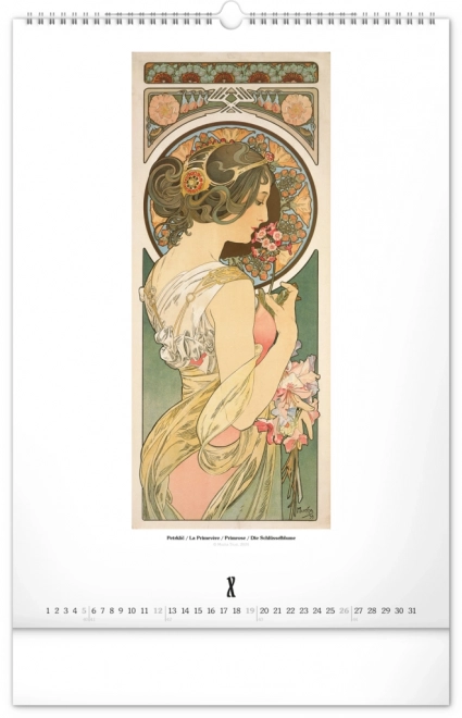 Nástěnný kalendář Alfons Mucha 2025, 33 × 46 cm