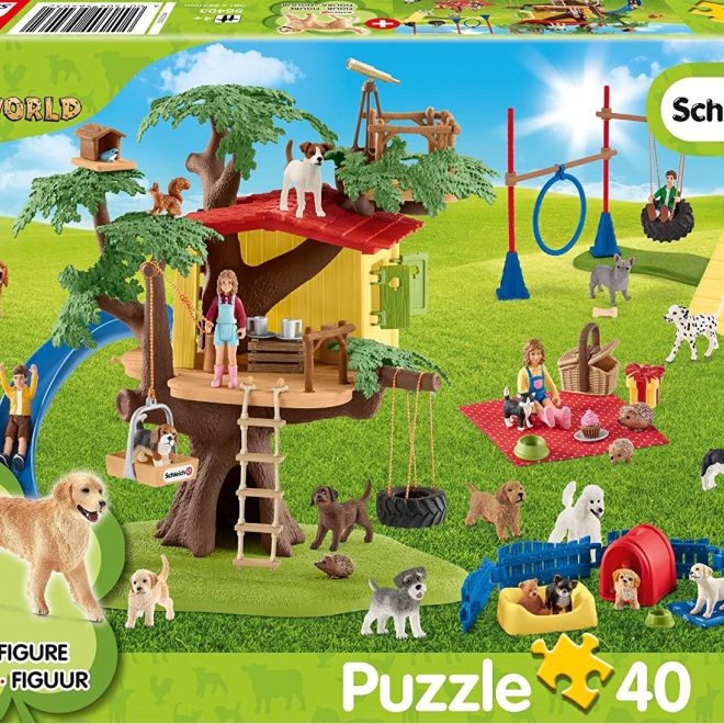SCHMIDT Puzzle Schleich Šťastní pejsci 40 dílků + figurka Schleich