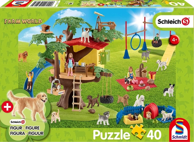 SCHMIDT Puzzle Schleich Šťastní pejsci 40 dílků + figurka Schleich