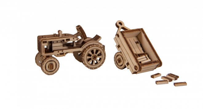 Wooden City 3D puzzle Superfast Americký traktor s vlečkou