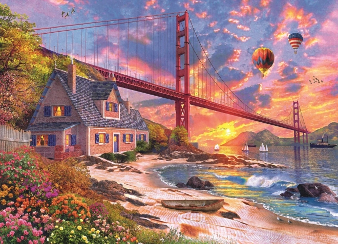 Dřevěné puzzle západ slunce nad Golden Gate