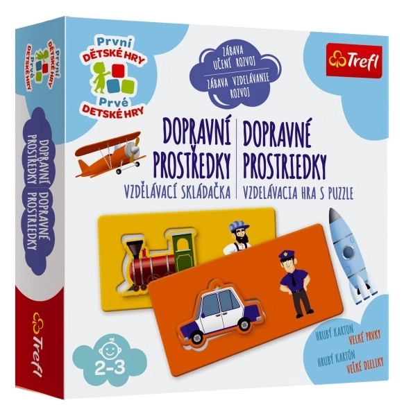 Dopravní prostředky vzdělávací společenská hra pro nejmenší v krabici 20x20x5cm 24m+
