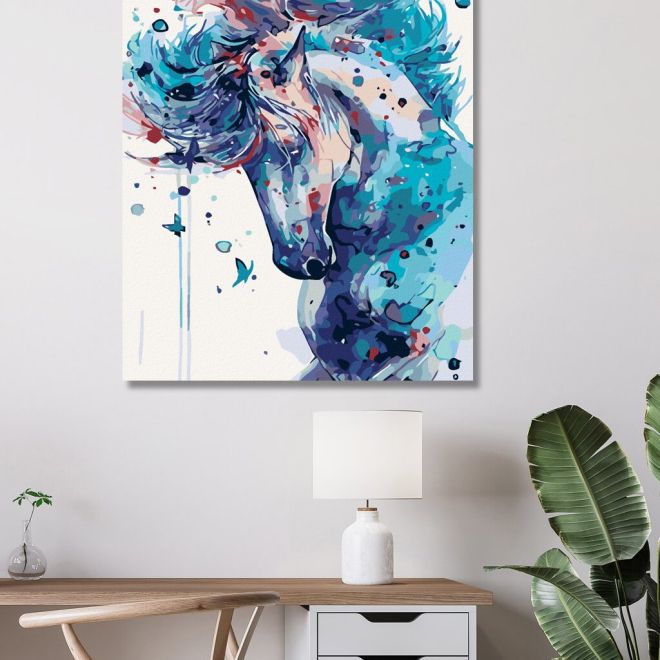 Sada na diamantové malování - modrý abstraktní kůň