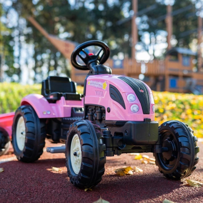 Traktor šlapací County Star s valníkem růžový