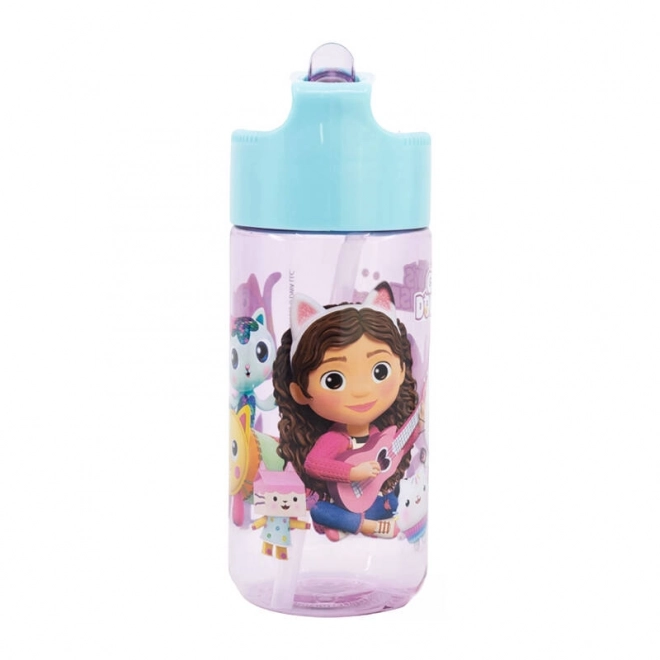 Láhev na vodu s brčkem pro děti STOR 21236 430 ml Gabby's Dollhouse (růžová a modrá)