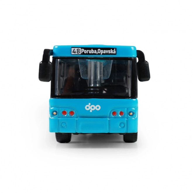 Kovový kloubový autobus DPO Ostrava modrý 18 cm