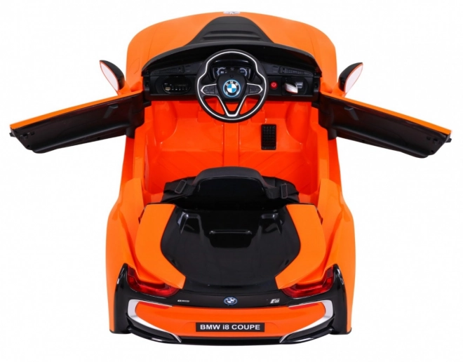 BMW I8 Lift Battery Car Orange + Dálkové ovládání + Pomalý start + 3-Pkt pásy + MP3 USB + LED dioda