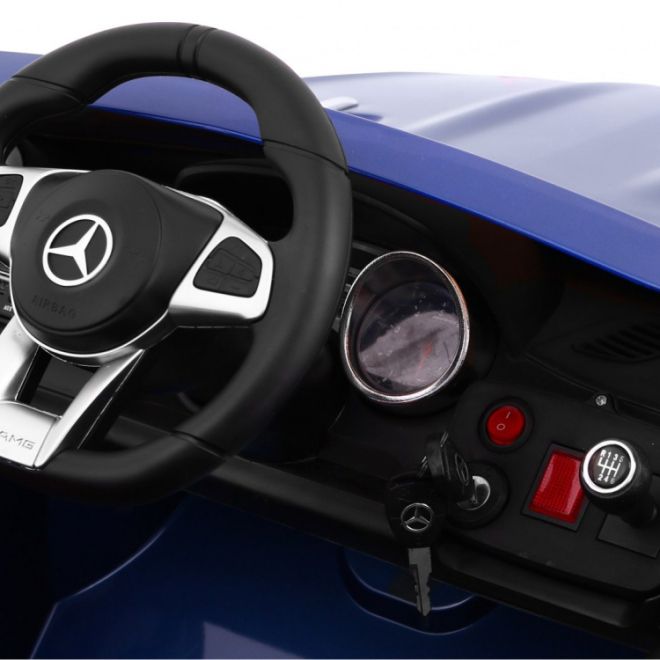 Mercedes AMG SL65 pro děti Modrá barva + Dálkové ovládání + Nosič zavazadel + Nastavení sedadla + MP3 LED + Pomalý start