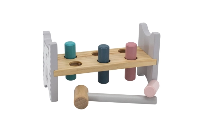 VIGA PolarB Dřevěná lavička s kladívkem – Montessori hračka
