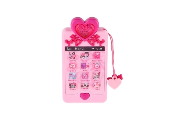 Telefon Mobil s princeznami plast 14cm na baterie se světlem se zvukem na kartě