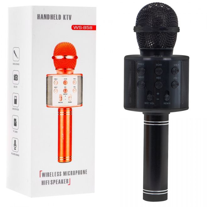 Karaoke mikrofon s reproduktorem černý