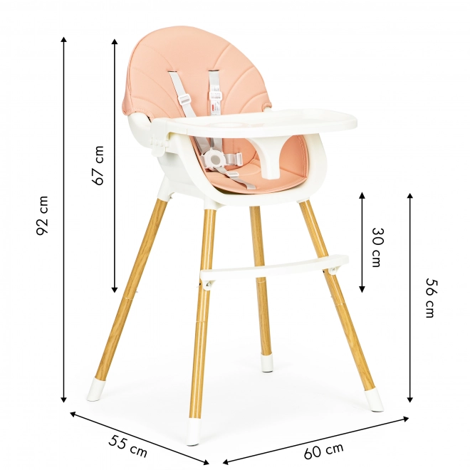 Ecotoys Jídelní židlička 2v1 Růžová