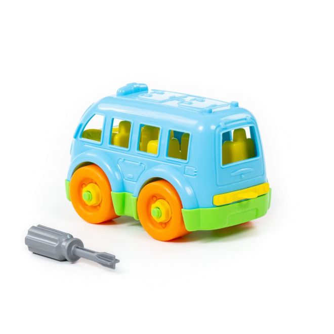 Autobus stavebnice + šroubovák – Modrý