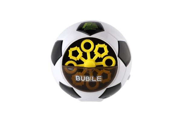 Bublifuk fotbalový míč s náplní plast 11cm na baterie v krabičce 13x14x13cm