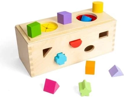Bigjigs Toys Dřevěná tajemná krabička na vkládání a třídění tvarů