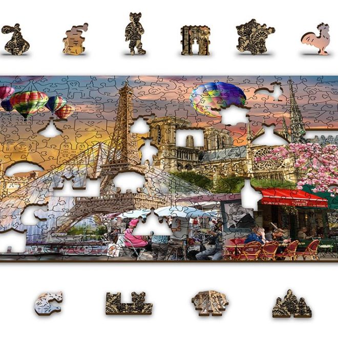 Wooden City Dřevěné puzzle Jaro v Paříži 2v1, 150 dílků EKO