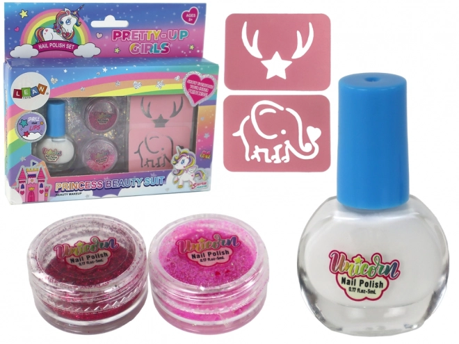 Beauty Set Nail Polish Powder Glitter Stencils (šablony na nehty)