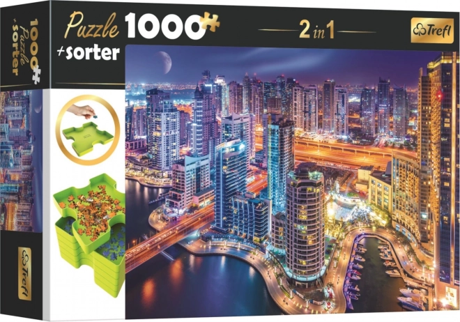 TREFL Puzzle s třídičem 2v1 Noční Dubaj 1000 dílků