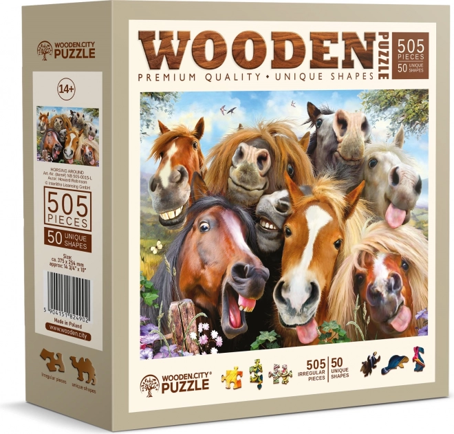 WOODEN CITY Dřevěné puzzle Koně všude kolem 505 dílků