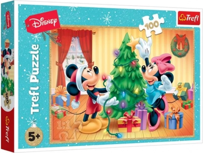 TREFL Puzzle Mickey a Minnie: Vánoce 100 dílků