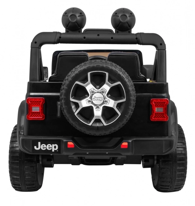 Jeep Wrangler Rubicon baterie pro děti černá + dálkové ovládání + MP3 LED rádio + EVA kola