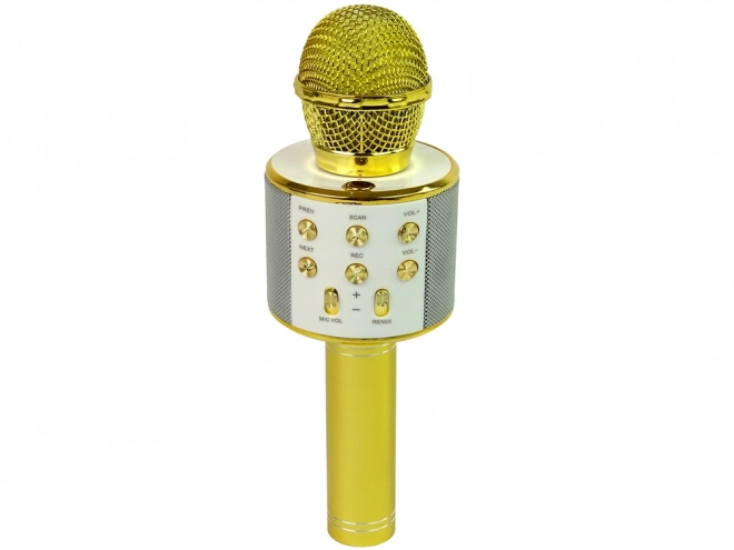 Bezdrátový USB mikrofon Reproduktor Karaoke Nahrávání Model WS-858 Gold