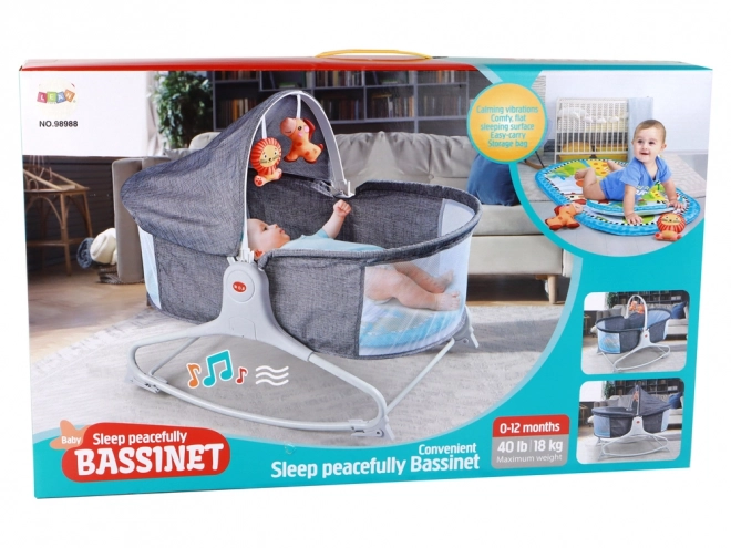 Multifunkční dětská postýlka 2v1 Baby Mat Sounds Vibration Grey