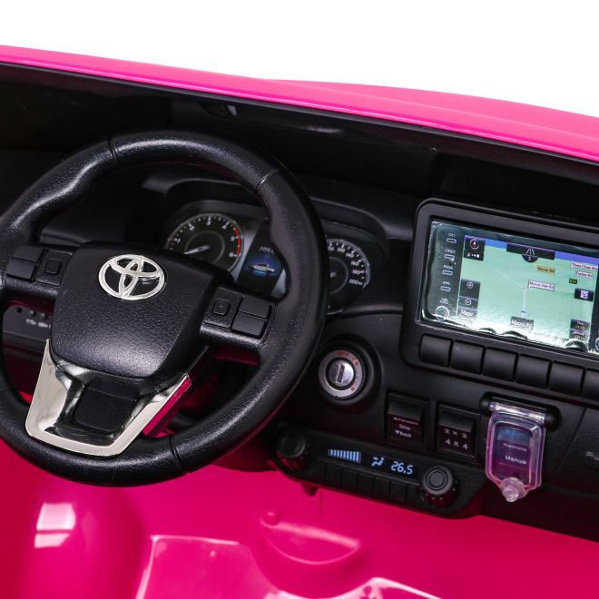 Toyota Hilux na baterie pro děti Růžová + pohon 4x4 + dálkové ovládání + 2 místa k sezení + rádio MP3 + LED