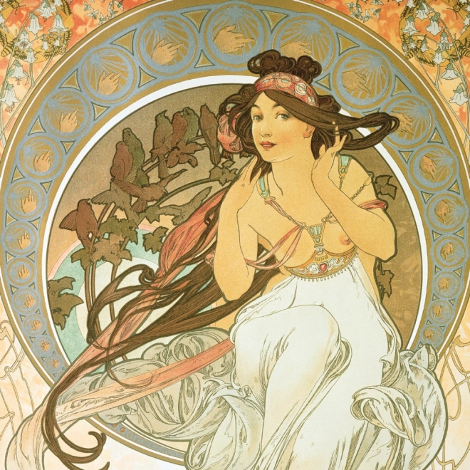 Poznámkový kalendář Alfons Mucha 2025, 30 × 30 cm