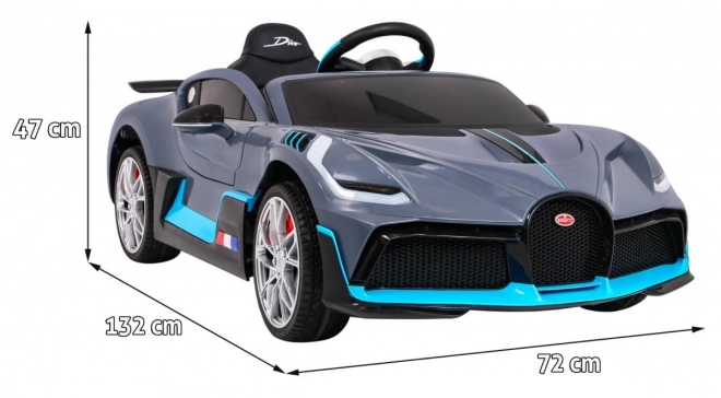 Bugatti Divo Dětské auto na baterie šedé + dálkové ovládání + EVA + pomalý start + LED MP3