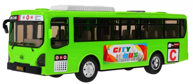 Interaktivní školní autobus + otevírací dveře + zvuky a světla – Zelený